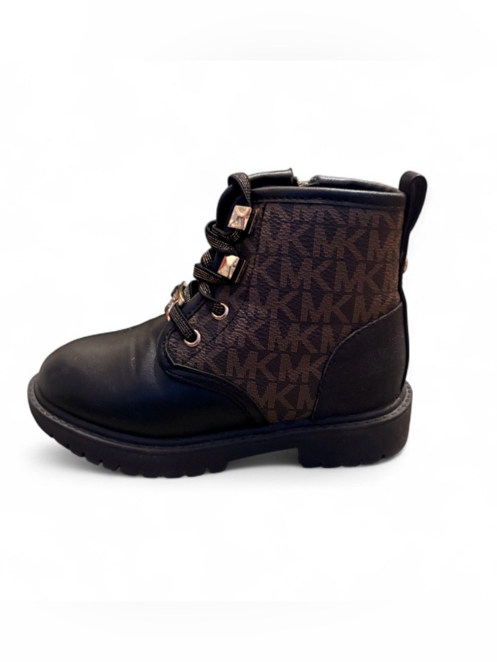 Michael Kors Black and Brown Lace-Up Kids Boot